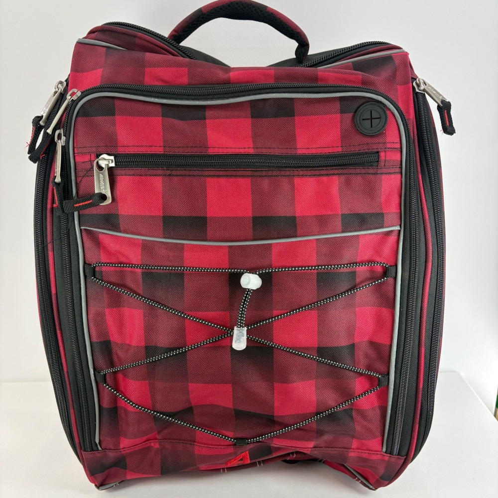 Athalon Ski‎ Boot Backpack Red Buffalo Plaid Snowboard Gear Bag Helmet Storage
